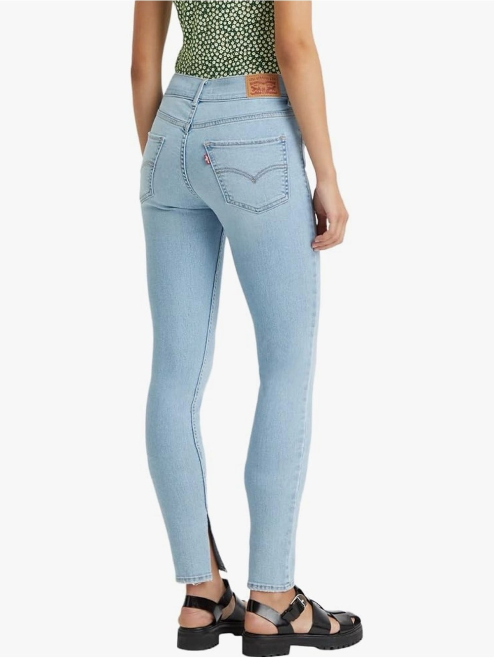 Levi's Light Blue High-Rise Split Ankle Hem Skinny Jeans Medium Indigo 26 Short